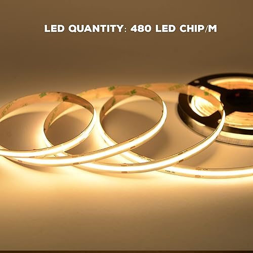 Miniatura 3 de LA - Tira de luces LED regulables sin puntos de un solo color, Cob (27K, 3K, 4K, 5K) - Entrada CC 24V, 16.5 pies y 82 pies (82 pies, 27000K)