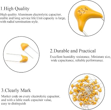 DYWISHKEY 24Value 720PCS DIP Monolithic Multilayer Ceramic Chip Capacitors Assortment Kit, 0.1uF-100nF Ceramic Capacitor Set