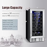 Vista 7 de PETSITE Enfriador de vino de 30 botellas, refrigerador de vino independiente e integrado de 15 pulgadas con control de temperatura y memoria