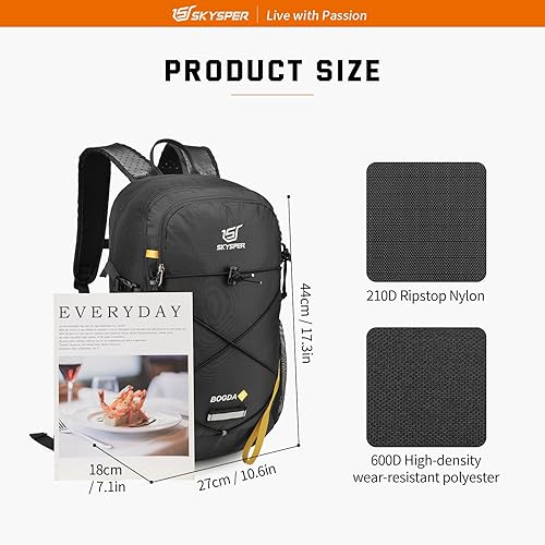 Miniatura 6 de SKYSPER Mochila de senderismo pequeña, mochila de viaje ligera de 20 litros, mochila de senderismo impermeable para mujeres y hombres