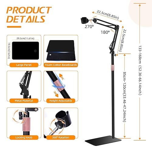 Miniatura 3 de Versión actualizada 2023 Soporte para secador de pelo, 5.5 ft de altura ajustable, soporte para secadora de pelo manos libres con base pesada,