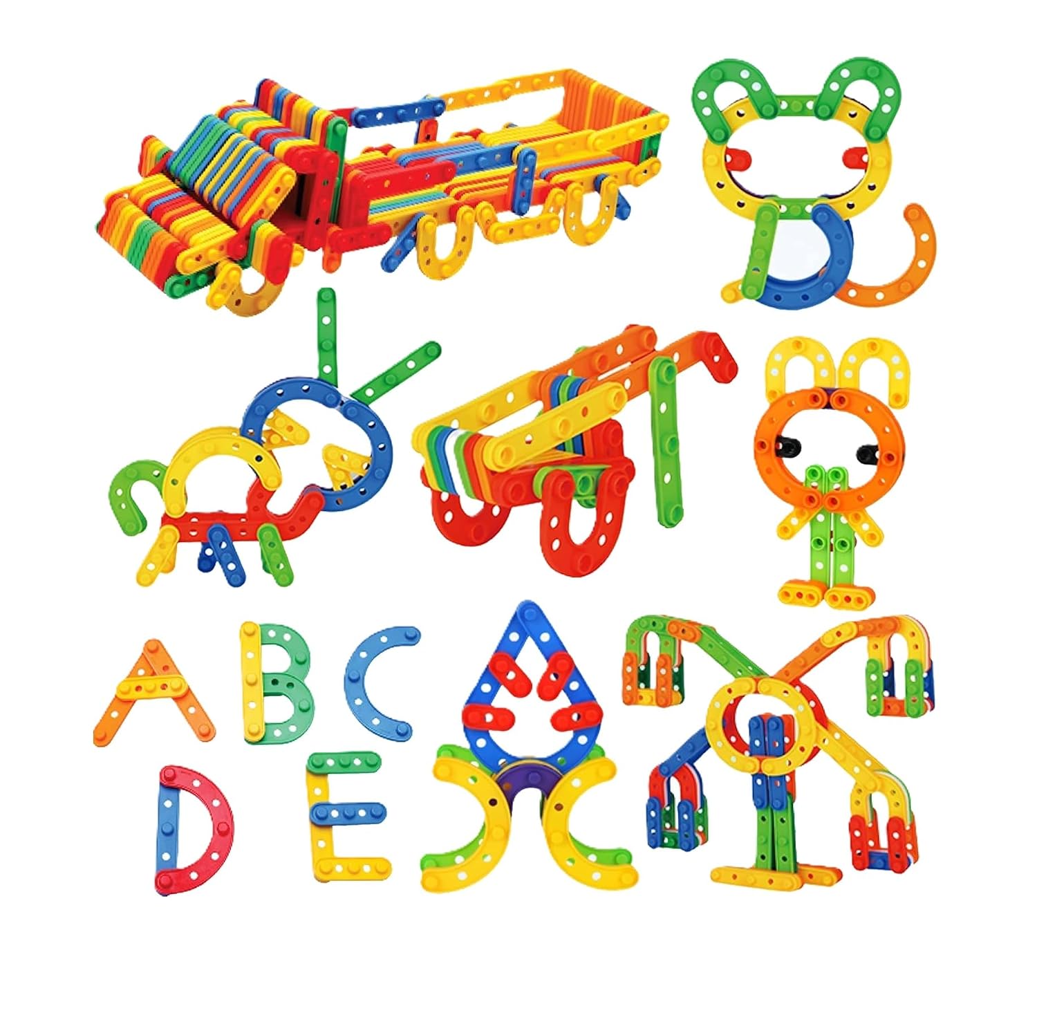 120 PCS Plastic UC Smart Patchwork Building Blocks for Kids | Multicolor Interlocking Stacking Toy | Educational Counting & Smart City Construction Set | Creative Learning Blocks