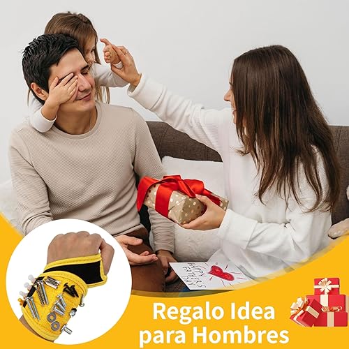 Miniatura 7 de Pulsera magnética con imanes superfuertes para tornillos, clavos, brocas. Diseño único de soporte de muñeca genial y práctico regalo para padres,