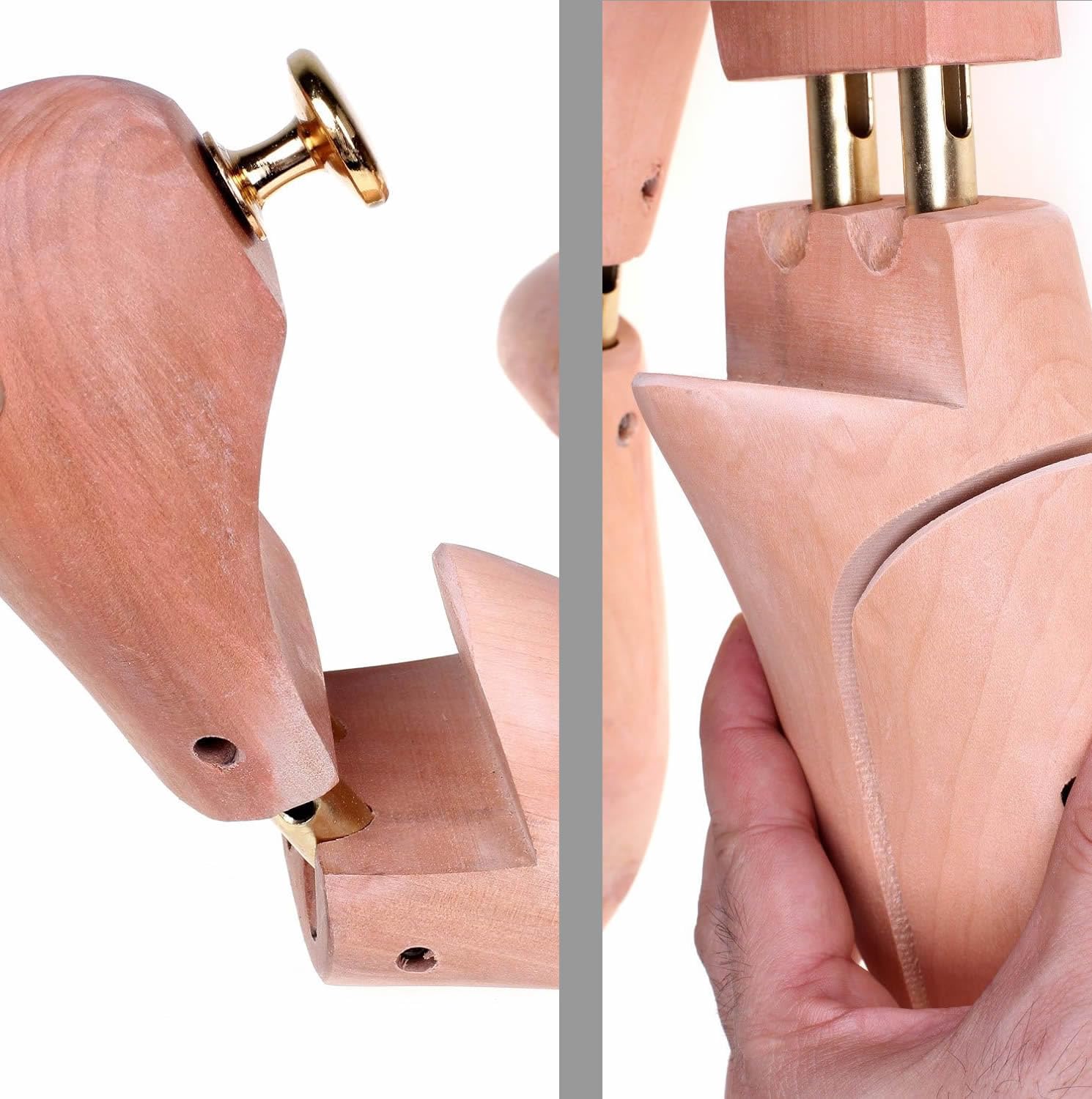 10 Paar | Naturholz Schuheleisten Schuhspanner Schuhdehner, Schuhspanner aus Holz, mit Griffknopf, geteilte und einstellbare Vorderblatt, Gr. 45 / Gr. 46, Gr. 45, Gr. 46, KXB6000-45-10P