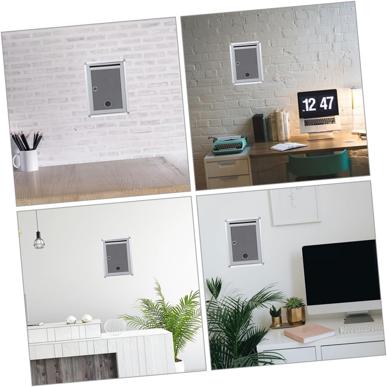 Lurrose 2pcs Wall Mount Mailboxes Letter Box Locking Suggestion Box Metal Wall Mount Mailbox Lock