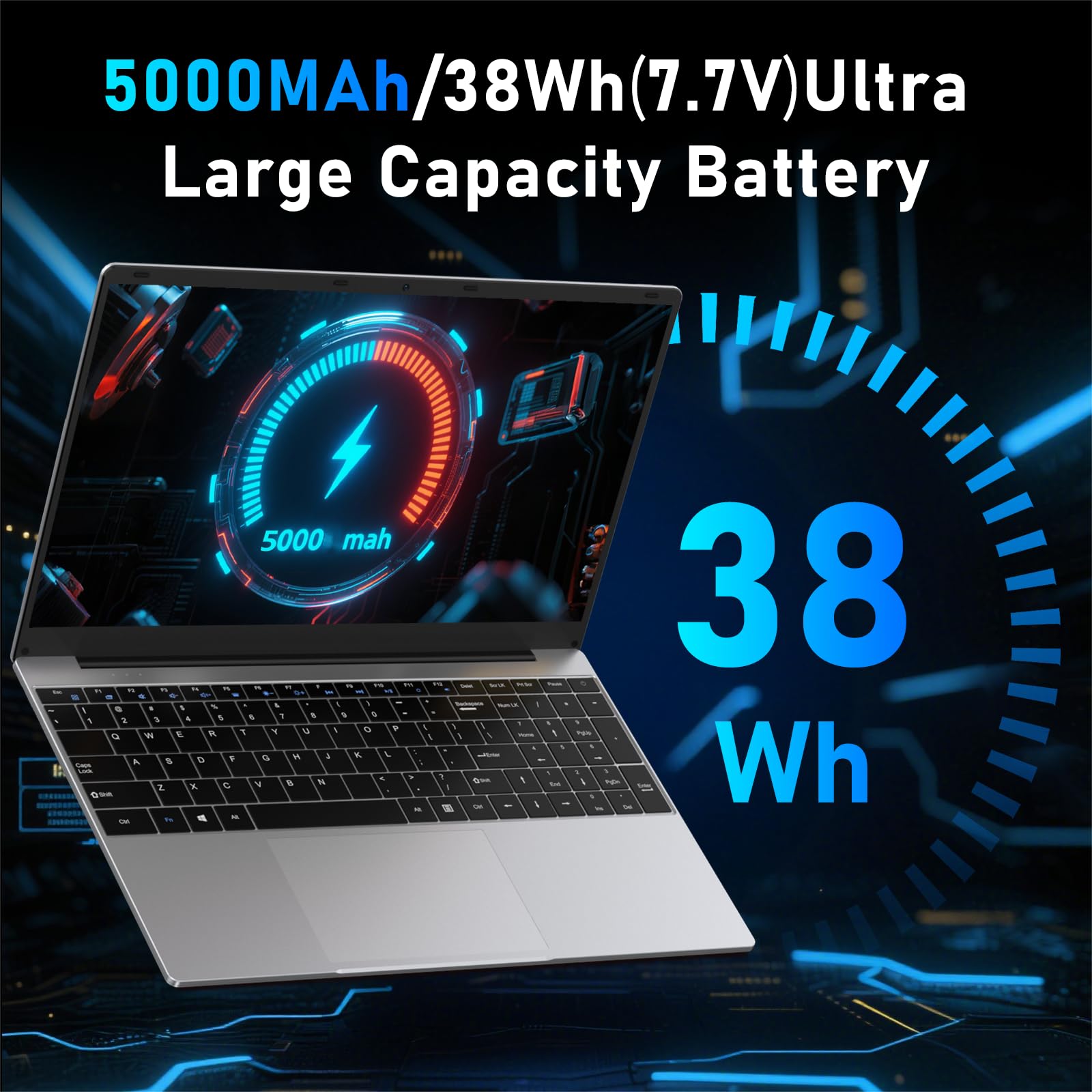 15.6 Inch Laptop 2026 with 4425Y Processor, 8GB RAM 256GB SSD Laptop Computer Pc, FHD 1920 x 1080P, 5000 MAh/38.5Wh, TF Card/Webcam/Touchpad, Student/Home/Business — view 6