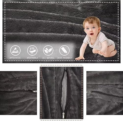 Miniatura 4 de Puf, puf, puf, gigante, de piel, ultra suave, para adultos, grande, redondo, suave, esponjoso, de piel sintética, funda para sofá cama (sin relleno,