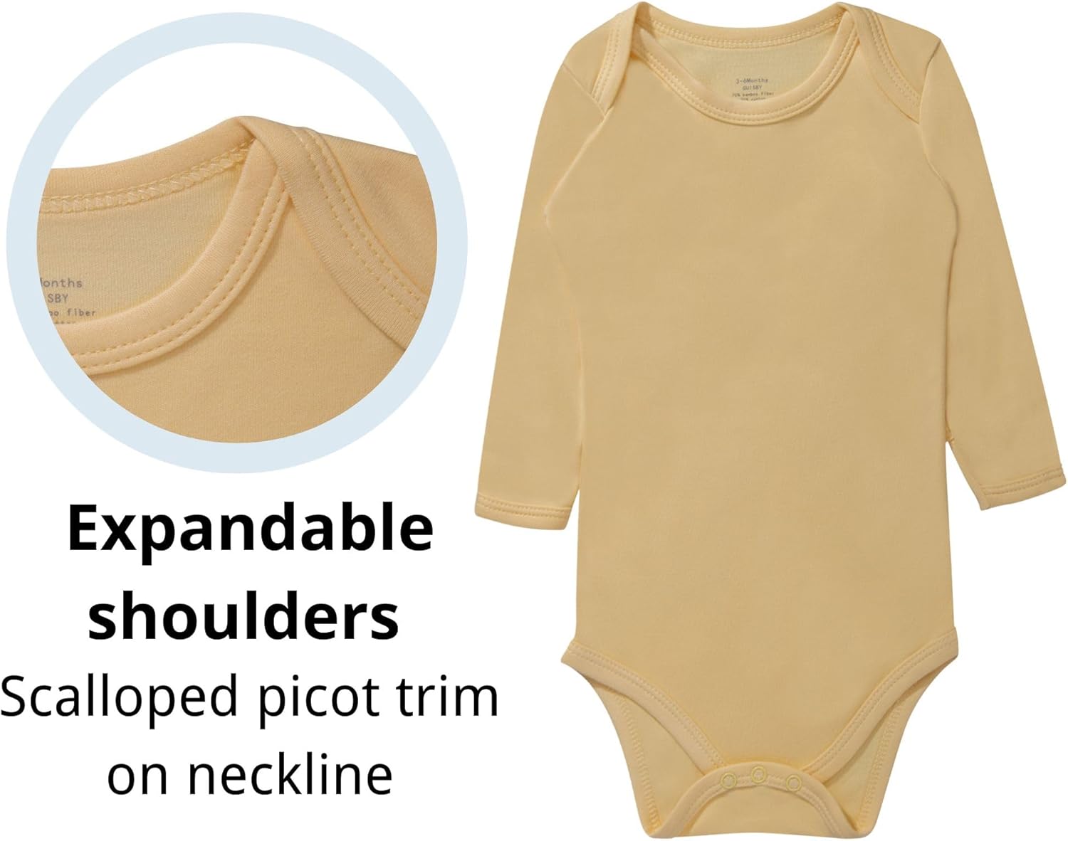 GUISBY Bodysuit for Baby, Rayon Long Sleeve Bodysuits for Boy Girl 0-24 Months - Image 2