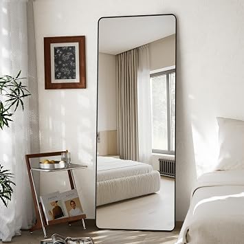 VooBang Round Corner Mirror Full Length, 21" x 56" Matte Black