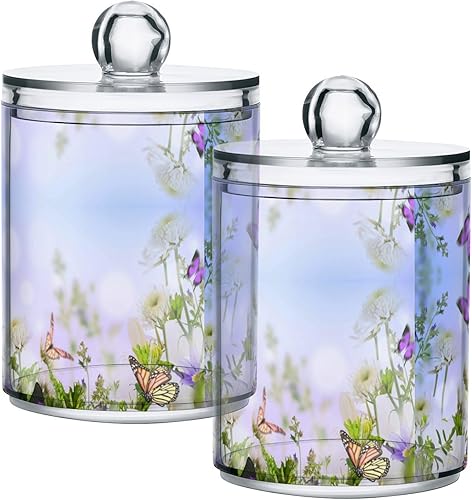 Miniatura 1 de Zhirexin Butterfly Wildflower - 4 tarros herméticos de vidrio transparente para almacenamiento de alimentos, puede almacenar alimentos, hierbas, té,