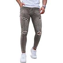 Mens Skinny Jeans Stretch Ripped Jeans Pants Men