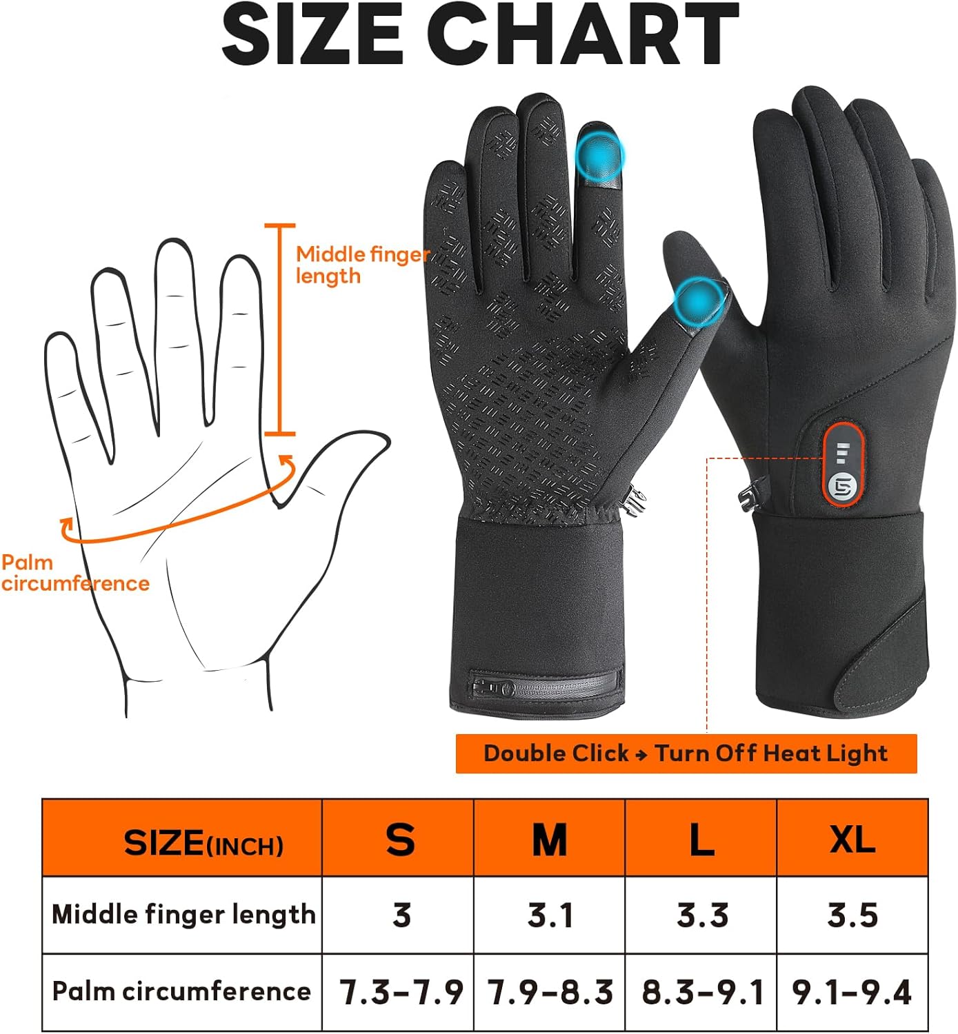 Heated Gloves for Men Women Rechargeable with 7.4V 3000mAh Battery Thin Liner Work Touchscreen Heating Glove for Cold Weather - Image 4