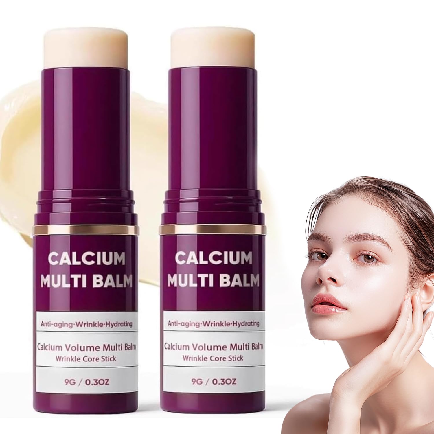 Pack of 2 Calcium Volume Multi Balm Anti-Ageing & Firming Skincare Stick Firmer Skin for Women of All Skin Types Suitable for Eyes Neck Face