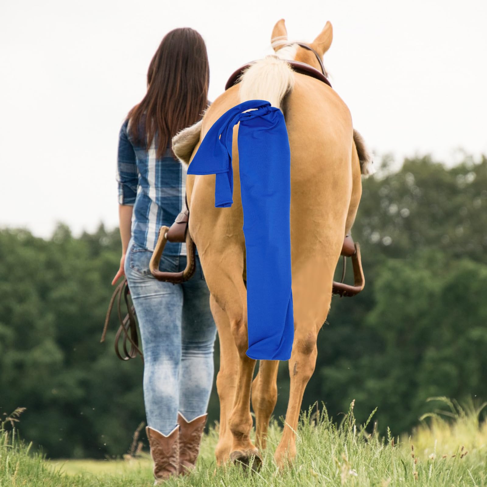 Audoloku Pferdeschwanzbeutel – Dehnbare Schutztasche Für Pferdeschwänze, Blau, 89,9 Cm