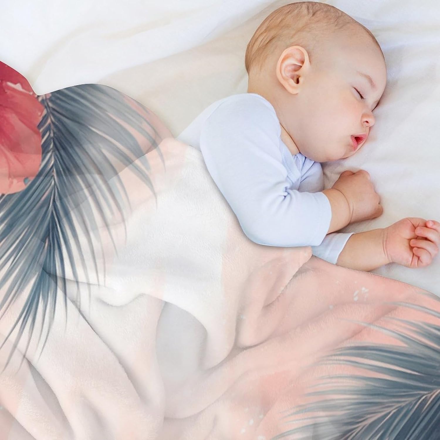 Tropical Palm Leaf Tree Throw Blanket for Couch Bed, Soft Cozy Flamingo Novelty Fantasy Sofa Decor Blankets for Women, Men, 40"x50"