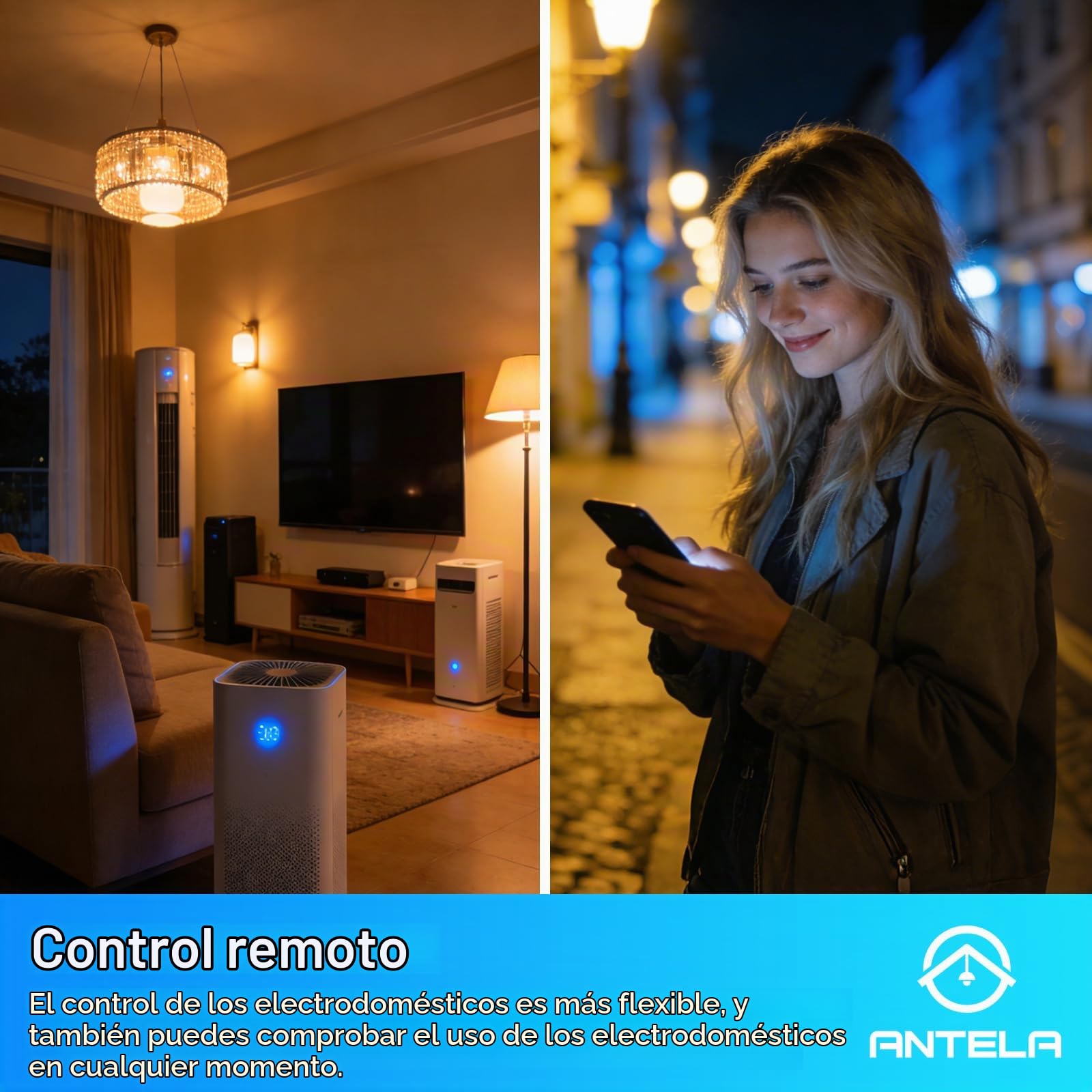 ANTELA Enchufe inteligente WLAN AI con medición de electricidad, factura de electricidad, 16 A, 3680 W, compatible con Google Home, Alexa, Smart Life APP, 2,4 GHz, 4 unidades