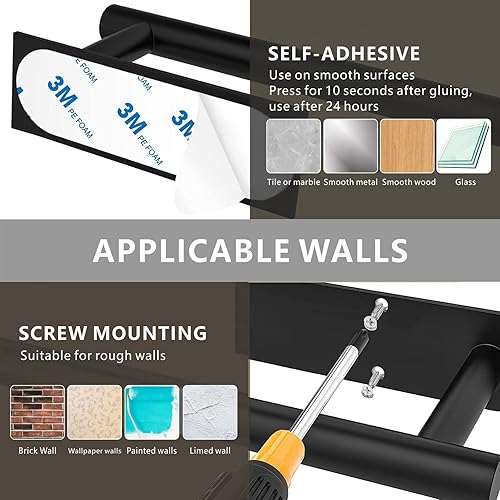 Miniatura 7 de Toallero de papel para debajo del gabinete, barra de toalla de papel para cocina, montaje en pared, autoadhesivo o perforación, acero inoxidable 304