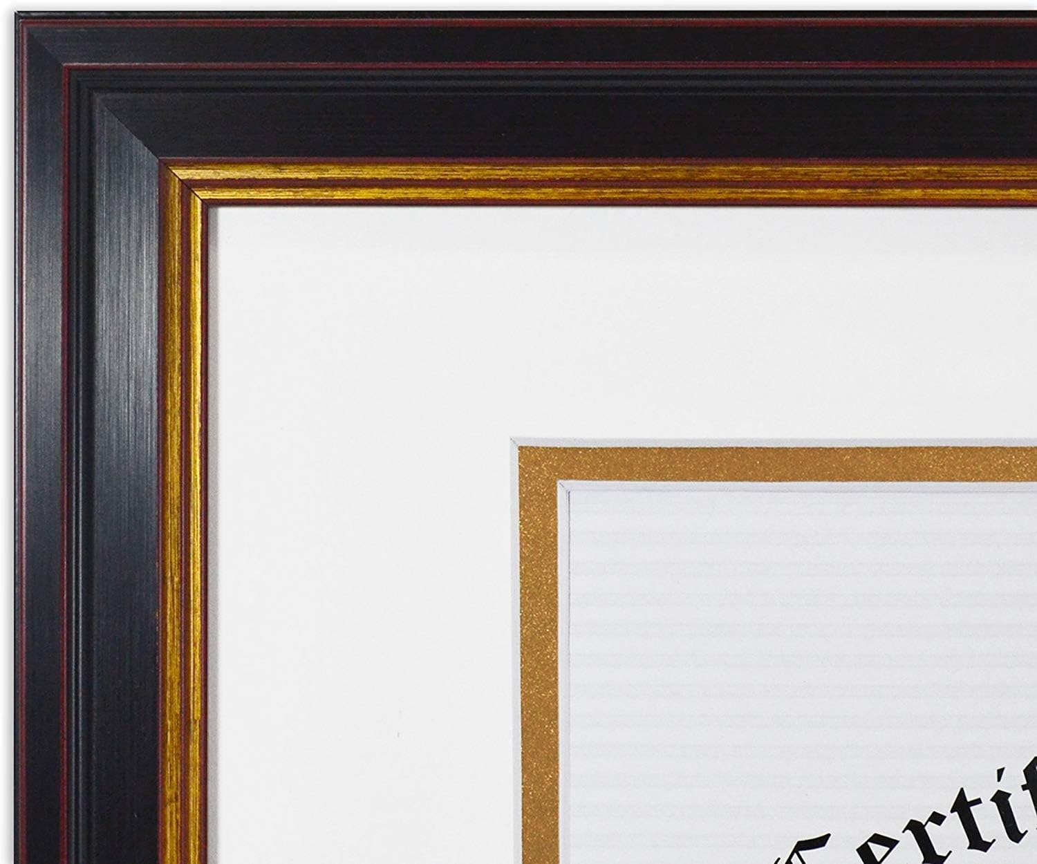 Golden State Art, 11x14 Frame for 8x10 Diploma/Certificate Includes White Over Double Mat and Real Glass (Black Gold & Burgundy, 2-Pack)