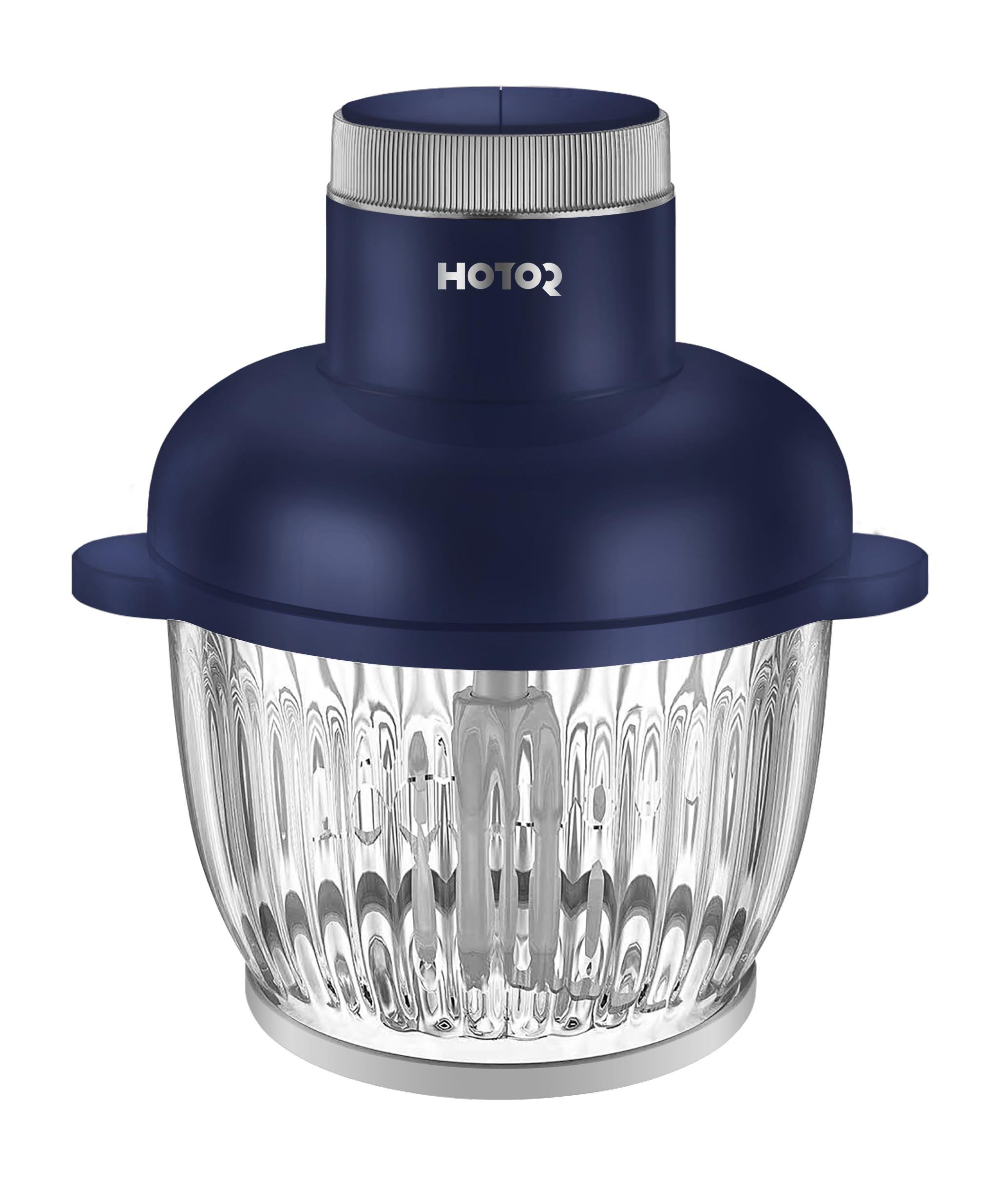 HOTOR 2.5L Meat Grinder Electric, Food Processor, Multi-Functional Electric Chopper 2-Speed with Glass Bowl and 4 Blades for Meat Vegetables Fruits Nuts Home Kitchen Restaurants/Dark Blue