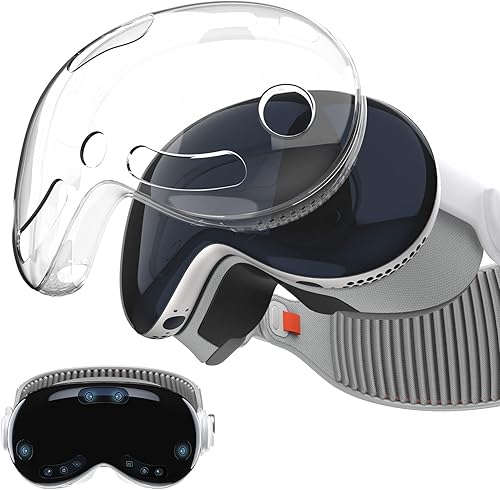 MoKo Protective Cover Compatible with Vision Pro, Clear One-Piece TPU Case for Vision Pro VR Headset 2024 Accessories, Shockproof, Slim Fit,