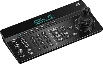Telycam V-Joy+ at PTZ Camera Controller with OLED Display, Joystick Control, Auto-Tracking Toggle, VISCA & IP Protocol Support, RS232/422/485, PoE for Broadcast, Live Events, and Studios