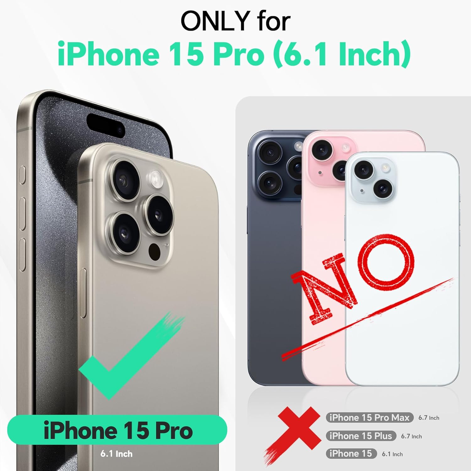 TUCCH Wallet Case for iPhone 15 Pro, [Removable] 2-in-1 Stand RFID Blocking 4 Card Slot Wireless Charging Protective Case, Magnetic PU Leather Detachable Folio Compatible with iPhone 15 Pro, Lake Blue