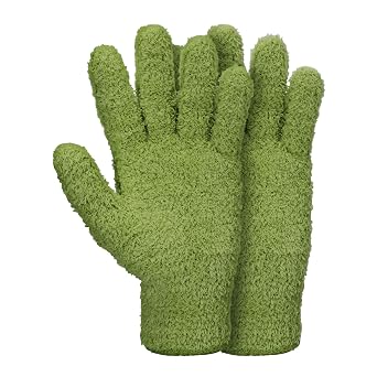 Abeillo Microfiber Gloves for Plants Dusting Cleaning, Reusable Washable Cleaning Gloves Mittens House Cars Blinds DustingLeaf Green
