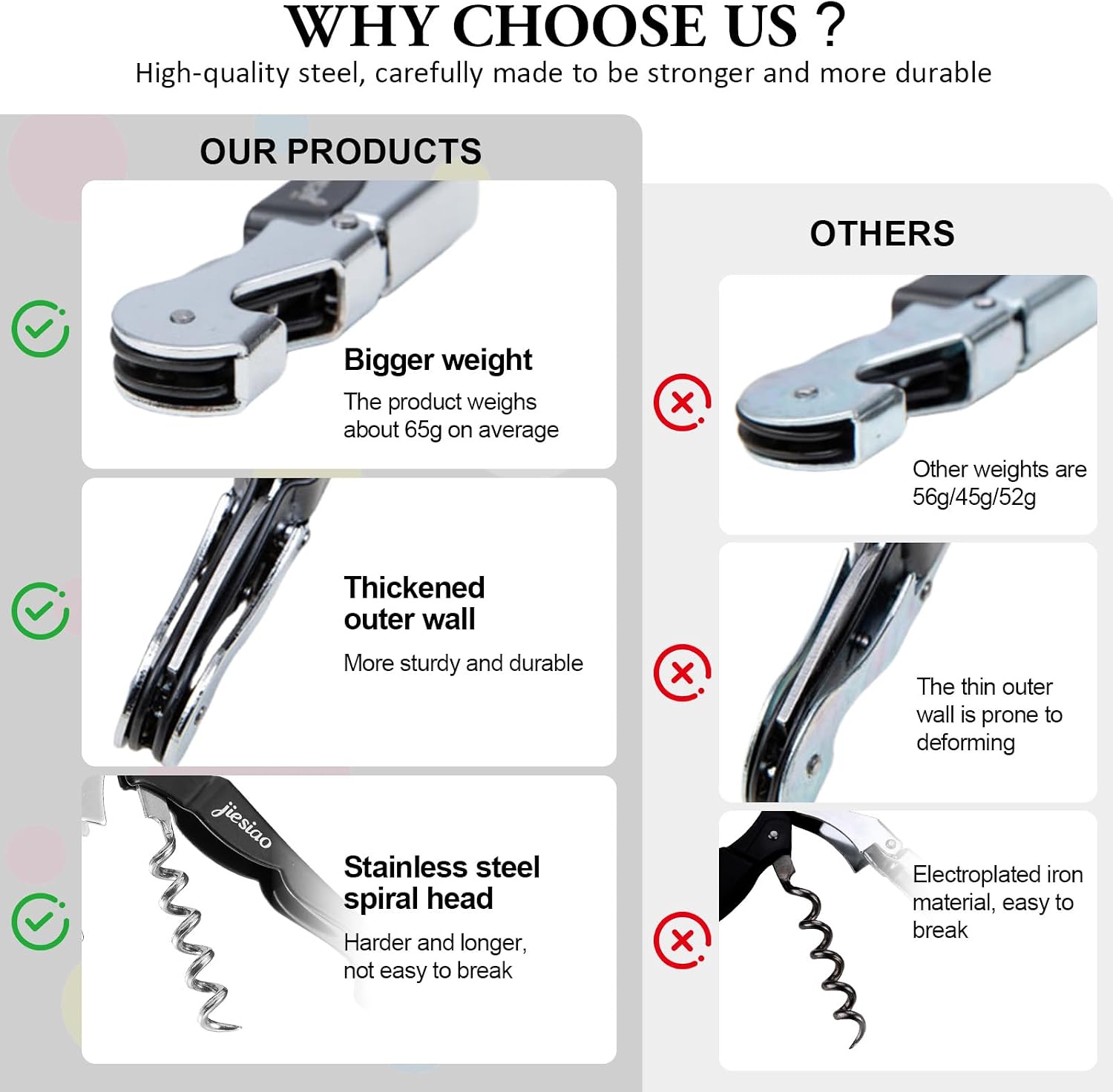 Wine Opener Waiter Corkscrew with Foil Cutter (5-Pack)