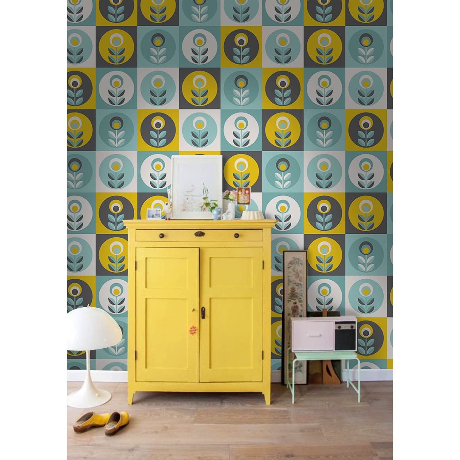Papier peint floral rétro Coloray en latex haute finition pour décoration murale haut de gamme