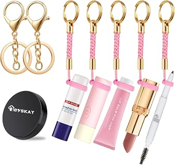 HEYSKAY Lip Balm Holder, Lipgloss Holder Keychain Cap Compatible with Chapstick,Summer Fridays,NIVEA,Stocking Stuffers Gifts