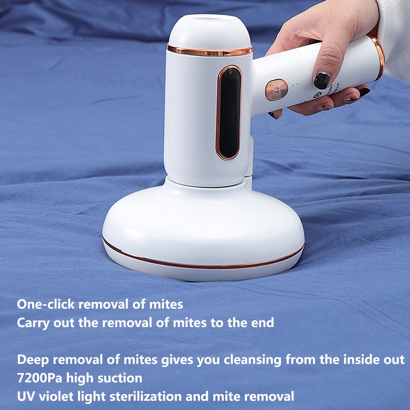 PAHION Wireless Aspirapolvere Portatile 7500 Pa UV Aspirapolvere Per Acari cattura polvere Antiacaro Elimina Il 99,99% Degli Acari Della Polvere Per Pulizia Materasso, Cuscini, Divani