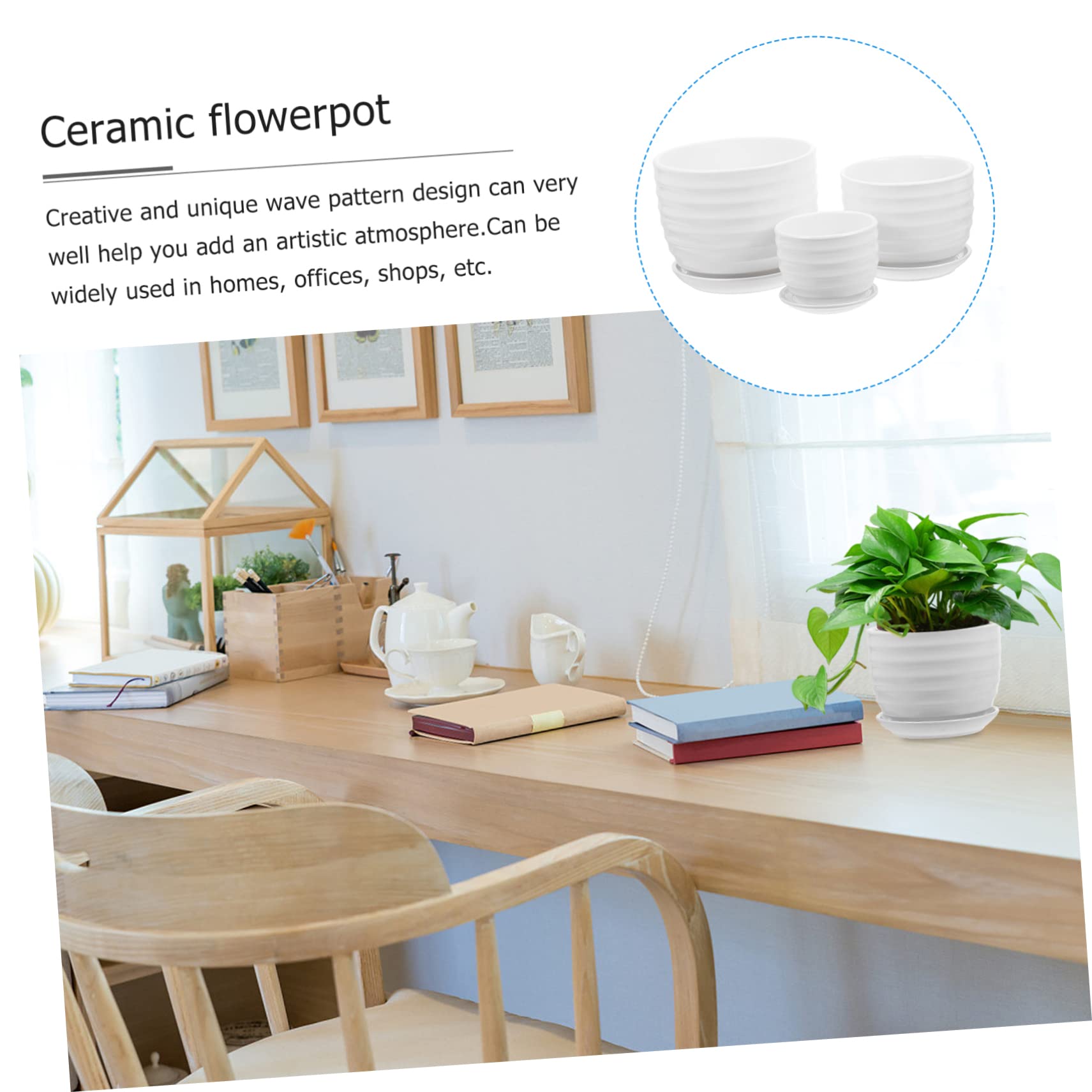 POPETPOP Doniczki Do Kwiatów Do Wewnątrz/na Zewnątrz 1 Zestaw 3 Ceramicznych Tacek Kreatywny Pojemnik Do Sadzenia W Domu