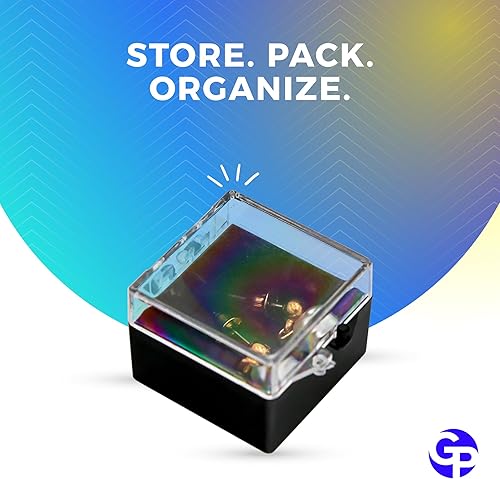 Miniatura 3 de 50 cajas de plástico duro con tapa con bisagras con fondo negro, 1 pulgada de largo x 1 pulgada de ancho x 0.75 pulgadas de alto, fabricadas en los