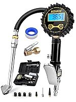 Vista 1 de AZUNO Inflador digital de neumáticos con medidor de presión, 200 PSI, accesorios de compresor de aire resistente, con bloqueo de manguera de goma