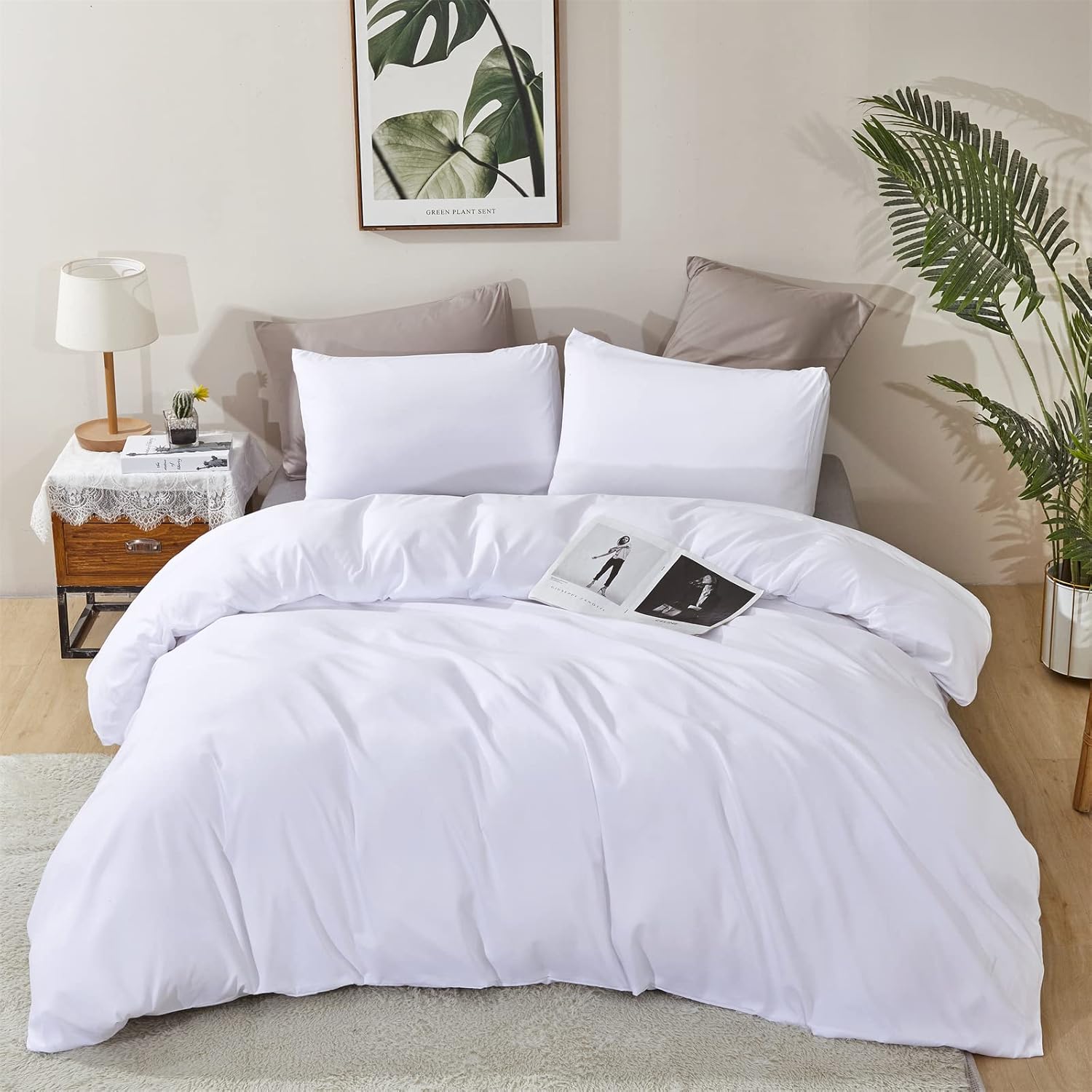 KAREVER White Fluffy Comforter Queen Women Soft White Bedding Men Durable Breathable Blanket Queen Lightweight Bed Comforter - Image 6