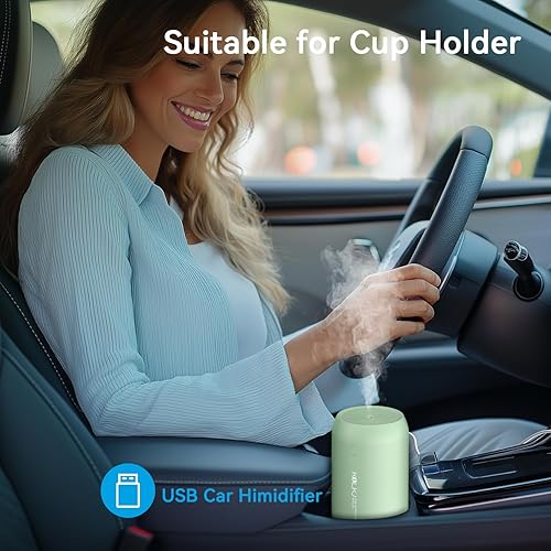 Miniatura 7 de Mini humidificador portátil, humidificadores pequeños de niebla fría de 13.5 onzas líquidas, humidificador de escritorio personal USB para