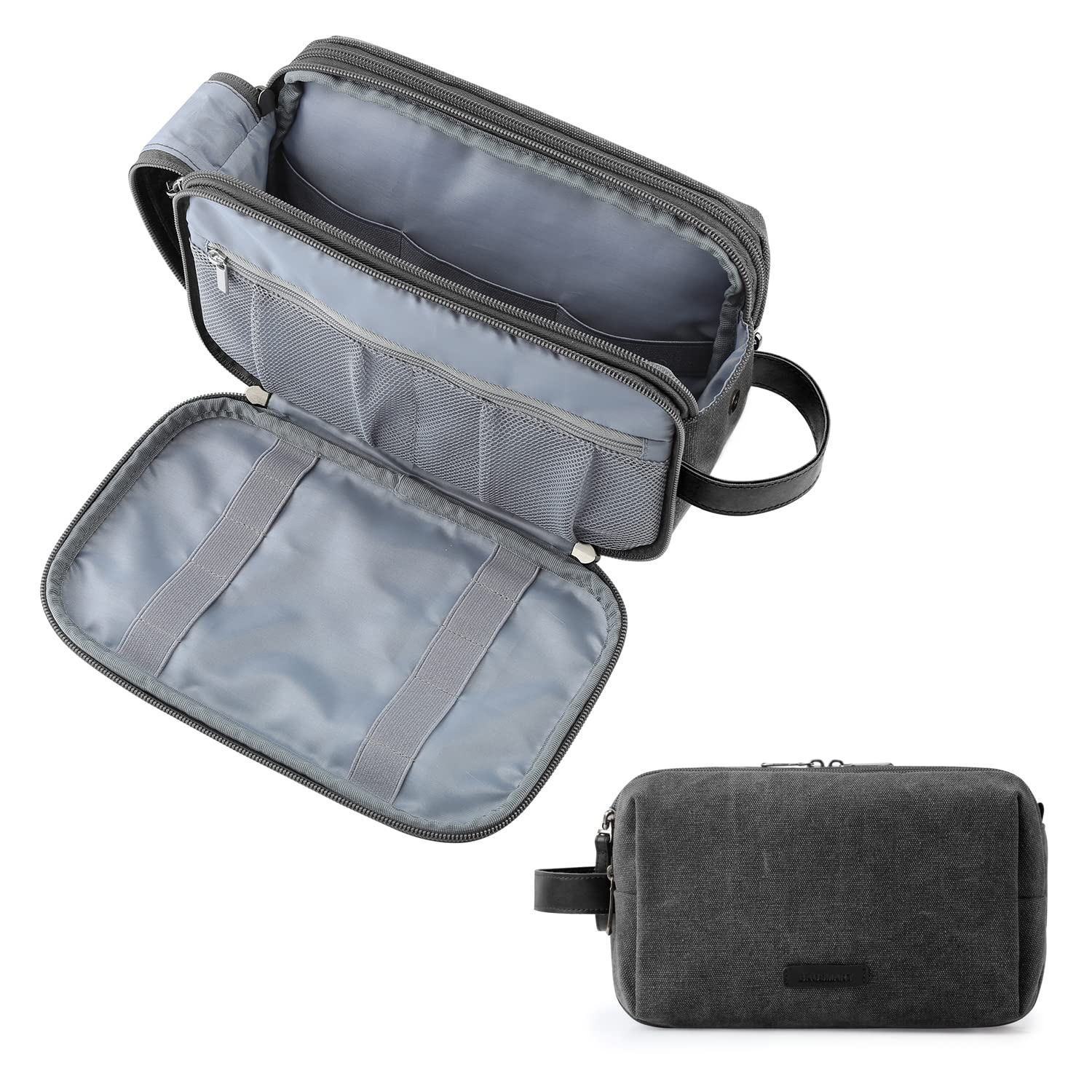 BAGSMART Mens Wash Bag Travel Toiletry Bag Makeup Shower Shaving Organiser for Bathroom Camping Gym - Water Resistant & Wet Dry Seperate, Black — view 19