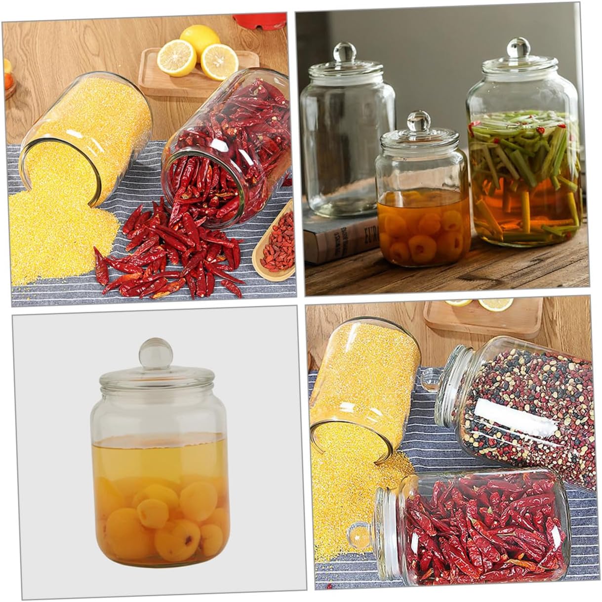 Glass Sealing Jar and Grain Storage Canister 2l with Airtight Lid, Glass Food Storage Container for Kitchen Pantry, 2pcs Set for Tea, Coffee, and Dry Goods