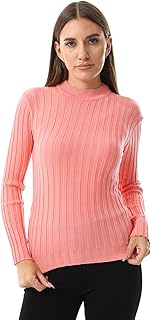 كنزة صوفية مضلعة برقبة مرتفعة رفيعة للنساء من اندورا