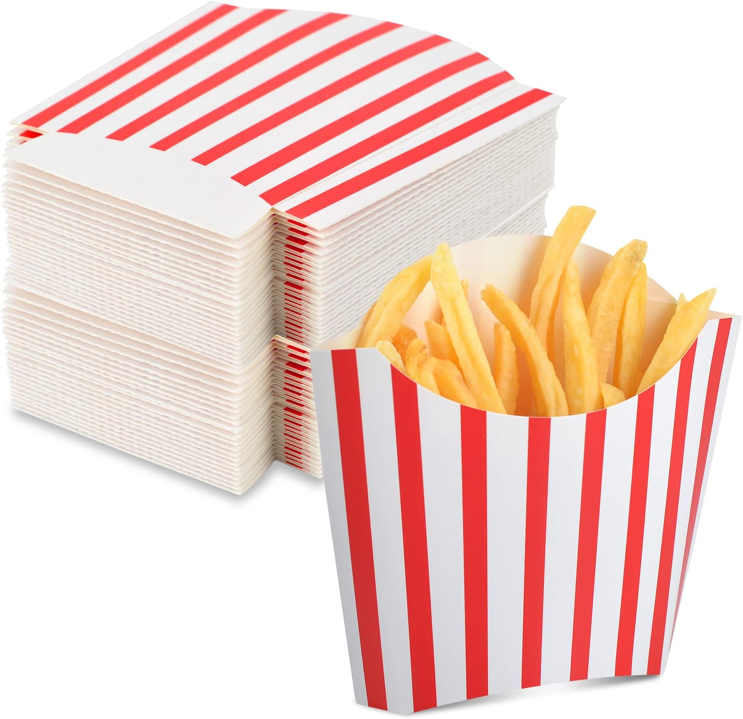 100 Pack 4oz French Fry Box Red French Fry Containers French Fry Box Holder French Fry Box Small Disposable Charcuterie Cups Small Kraft Paper Takeout Boxes for Wedding Birthday Carnival Individual