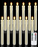 Vista 1 de Homemory 12 velas cónicas de plástico sin llama con control remoto temporizador regulador, candelabros LED marfil con luz de llama parpadeante