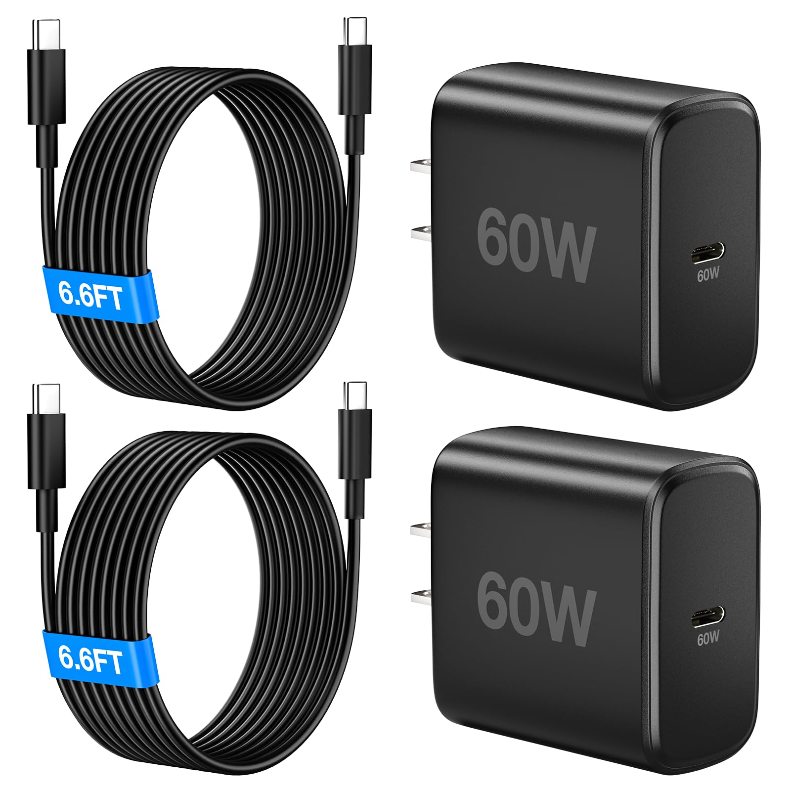 DERANOR 60W USB C Charger 2-Pack
