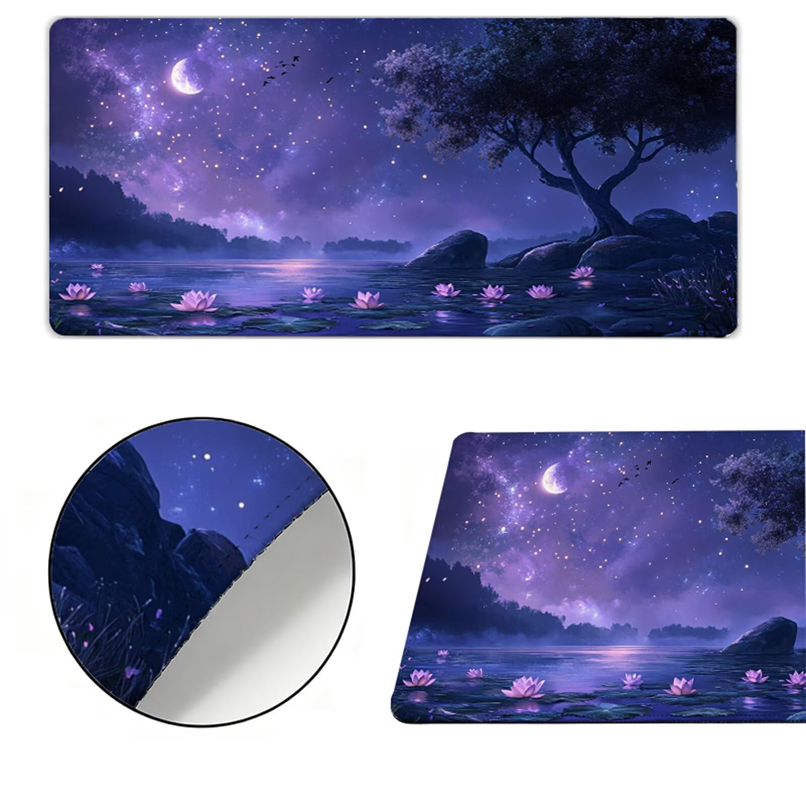 Podkładka pod mysz XXL 1000x500x3mm fioletowa podkładka pod mysz podkładka pod mysz drzewo poprawia precyzję i szybkość, antypoślizgowe wodoodporne, szyte krawędzie, akcesoria do gier, komputer
