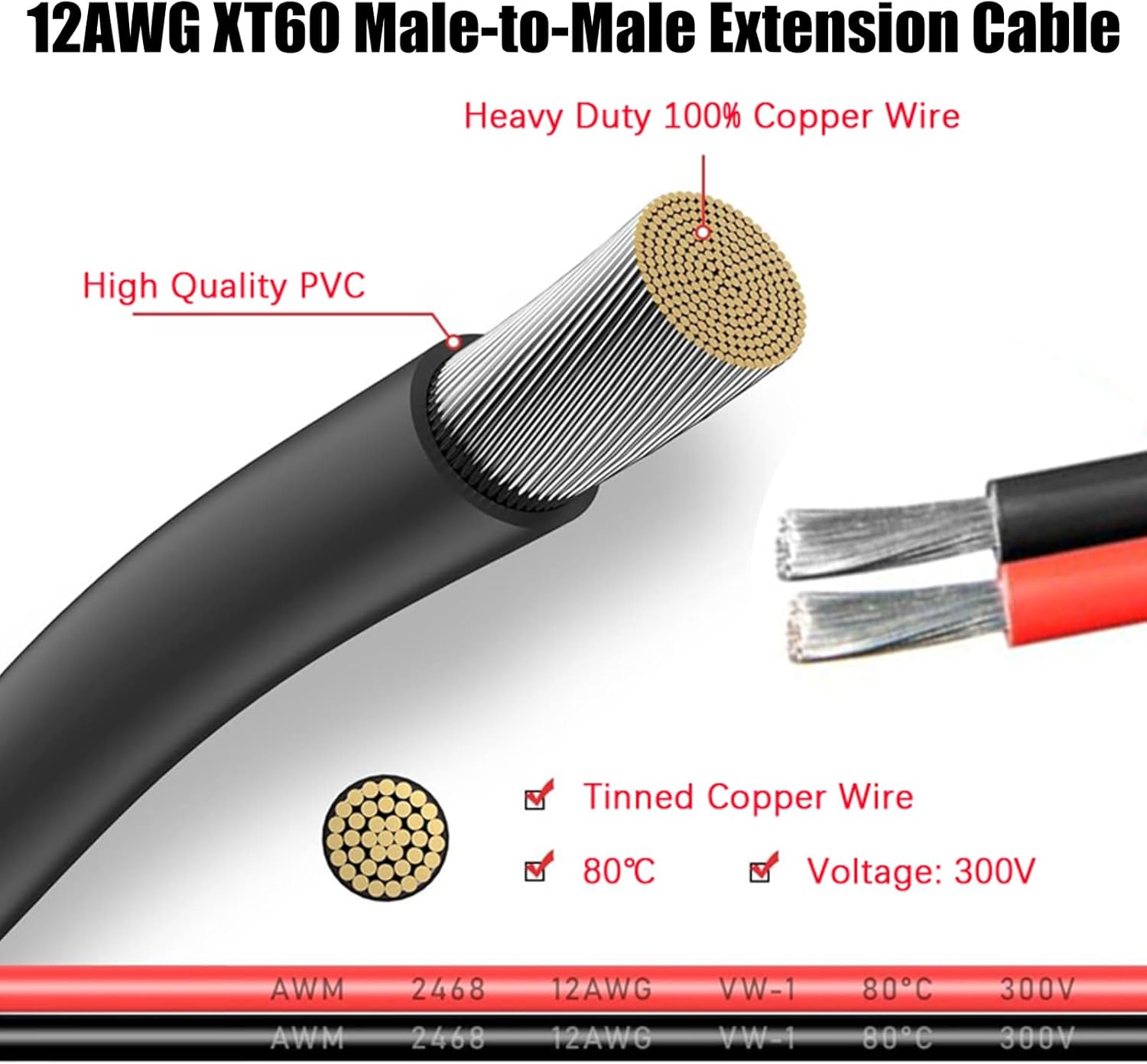 複数の長さXT60オスからオスの延長コード変換アダプター屋外電力ソリューションと車両エネルギー貯蔵ワイヤ向け
