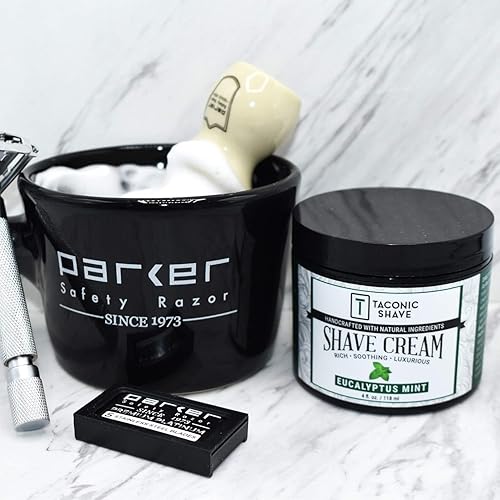 Vista 10 de Parker - Taza de afeitado de gres de lujo para usar con jabones de afeitar de hasta 3 pulgadas y cremas de afeitado espumantes, hecha a mano