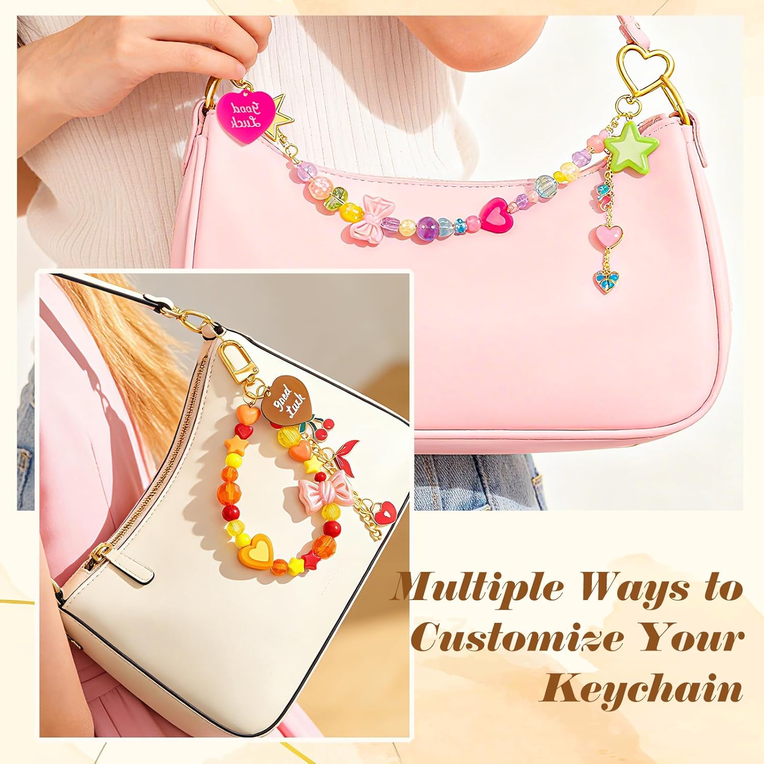 Ecoofor 561 Pcs Keychain Making Kit - Includes 30 Keychain Clips, 40 Extender Chains, 178 Charms, Beading Accessories, Jewelry Pliers - DIY Bag Charms & Jewelry Craft Kit Supplies