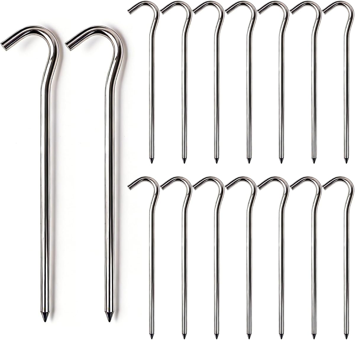 Metal Tent Stakes Heavy Duty 7 Inch 16 Pack | Camping Tarp Stakes for Outdoor Garden Edging Fence Hook Aluminum Ground Stakes Shelters Tarp Tent Spikes for Canopies