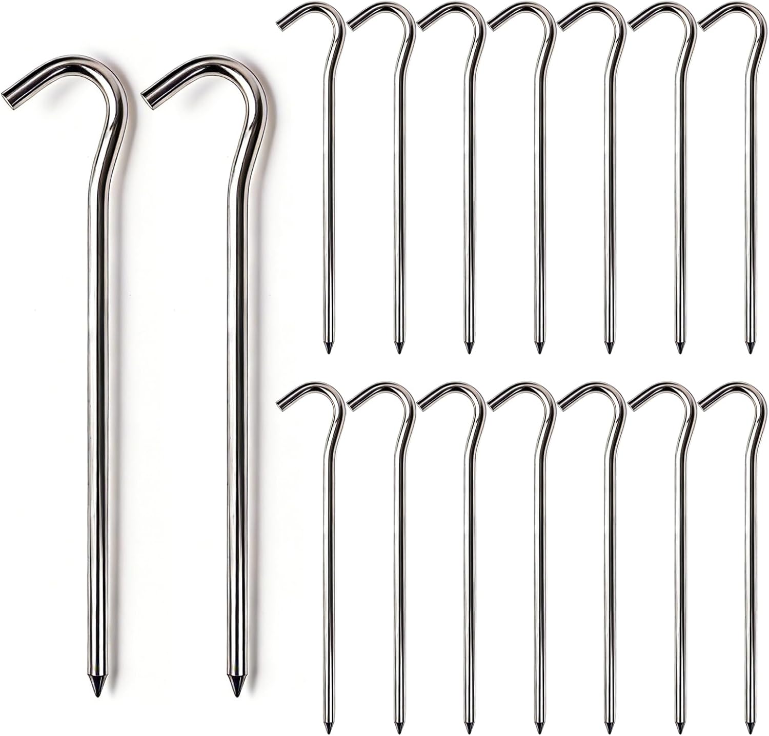 Metal Tent Stakes Heavy Duty 7 Inch Camping Tarp Stakes for Outdoor 8 Pack Garden Edging Fence Hook Metal Ground Stakes for Camping Shelters Tarp Tent Spikes for Canopies Aluminum Tent Stakes
