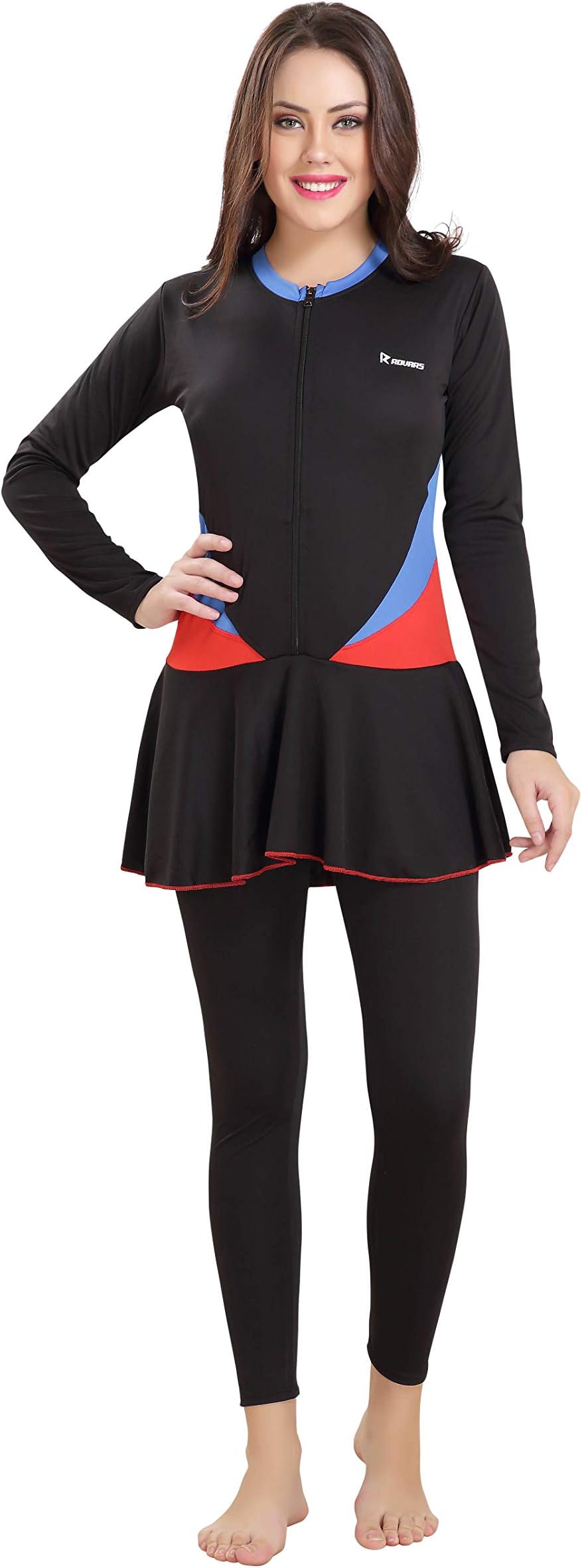 Rovars Poly - Jersy I Full Body Swimming Costume for Women I Removable Chest Pads I Frock Style