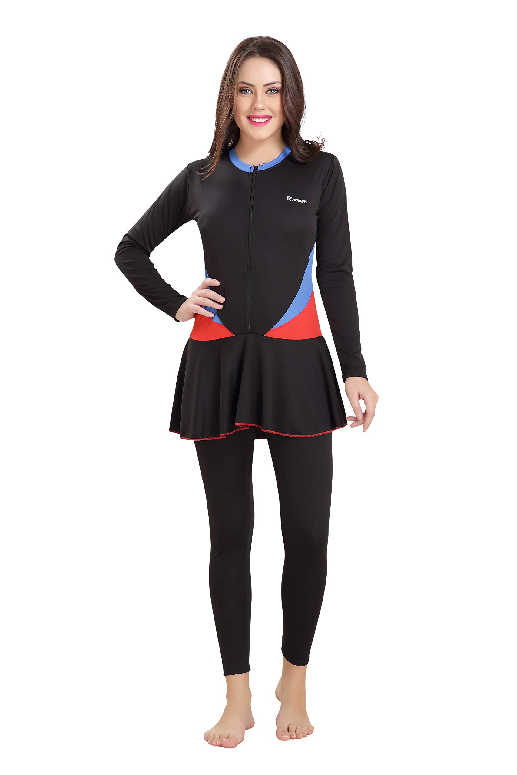 Rovars Poly - Jersy I Full Body Swimming Costume for Women I Removable Chest Pads I Frock Style